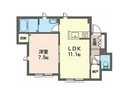 アネーロI番館(1LDK/1階)の間取り写真