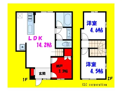 BOWHOUSE B棟(2LDK/1階)の間取り写真