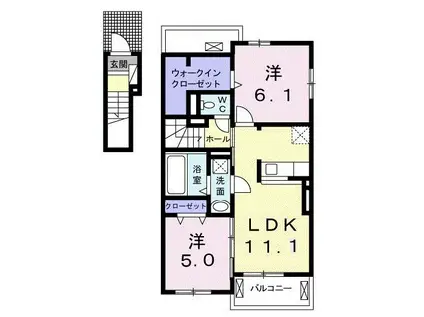 アンジェロフェリーチェ F(2LDK/2階)の間取り写真