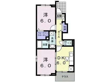 フォレスト(2DK/1階)の間取り写真