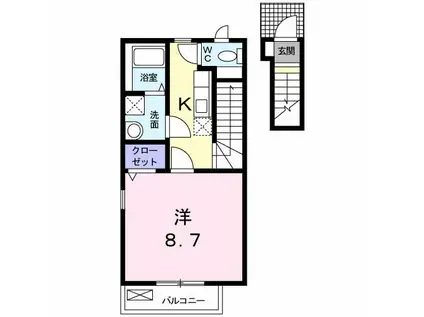 フローラ柴崎(1K/2階)の間取り写真
