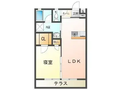 RIM A(1LDK/1階)の間取り写真