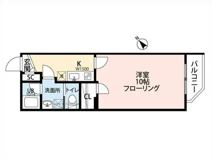 カツラガーデン(1K/4階)の間取り写真