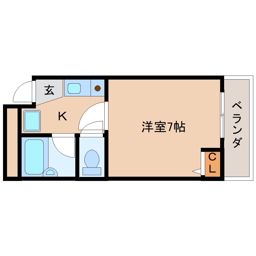 アイリスハイツ5号館(1K/2階)の間取り写真