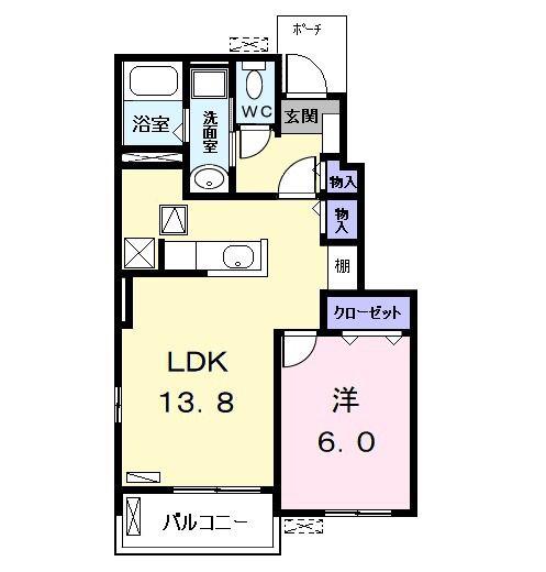 ノーブル港西 II(1LDK/1階)の間取り写真