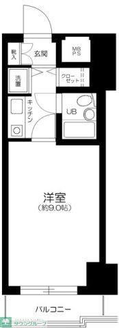 千駄木リリエンハイム(1K/4階)の間取り写真