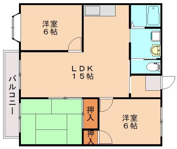 横田アパート(3LDK/2階)の間取り写真