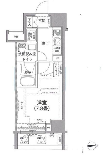 アイル秋葉原ノースドゥーエ(1K/4階)の間取り写真