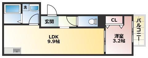 LE COCON 江南III(1LDK/2階)の間取り写真