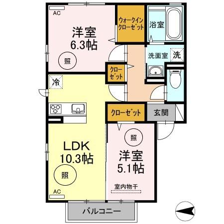 D-ROOM モンテ(2LDK/2階)の間取り写真