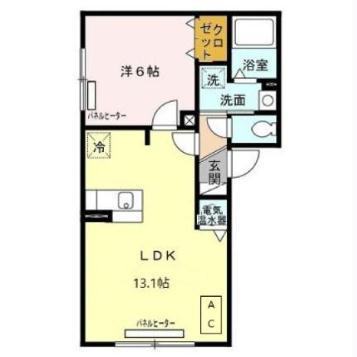 リビングタウン山の手 G棟(1LDK/2階)の間取り写真
