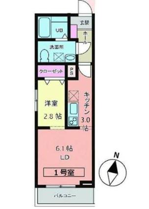 メリディアン柳生 壱番館(1LDK/3階)の間取り写真