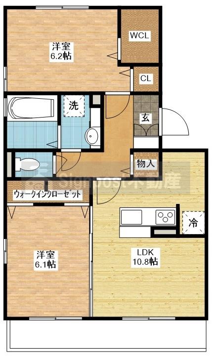 カーサヒルズ(2LDK/1階)の間取り写真