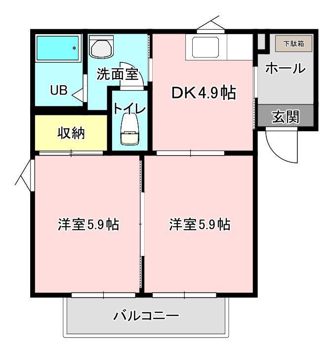 スター雅(2DK/1階)の間取り写真