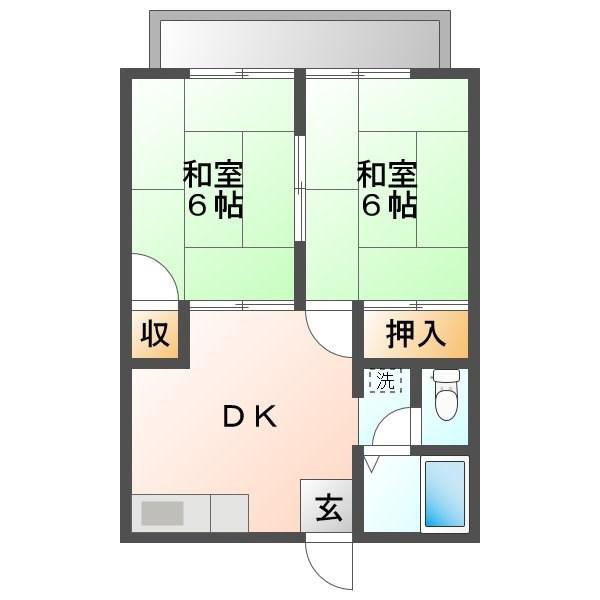 コーポグリーンパル2(2DK/1階)の間取り写真