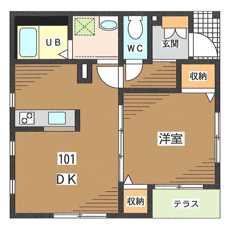 びーとる千早(1LDK/1階)の間取り写真