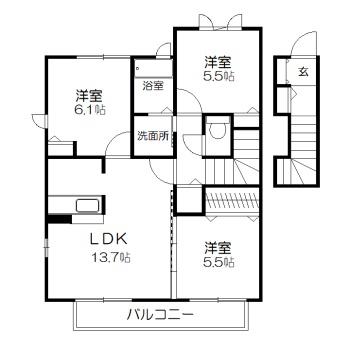 シャーメゾンK壱番館(3LDK/2階)の間取り写真