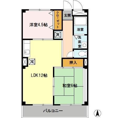 八八マンション(2LDK/3階)の間取り写真