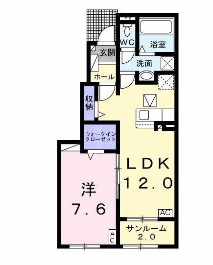 センシア六条(1LDK/1階)の間取り写真