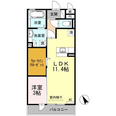 D-ROOMK(1LDK/2階)の間取り写真