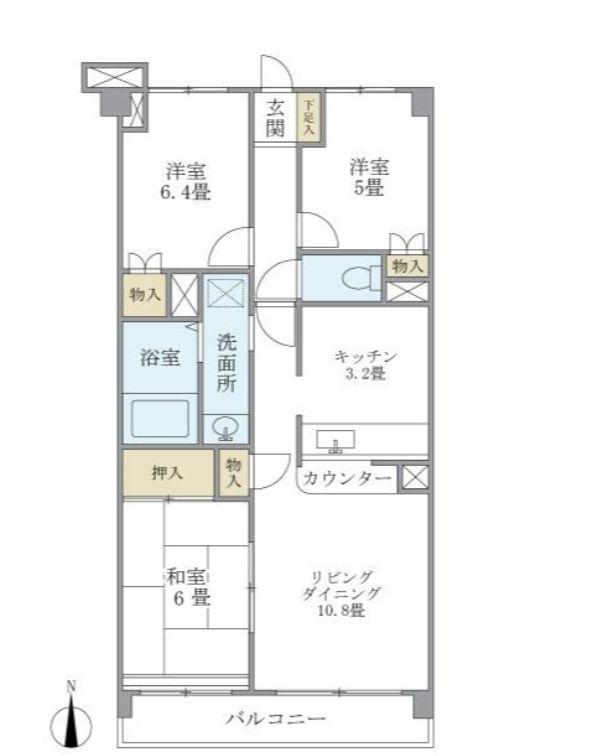 ボヌール扇橋(3LDK/8階)の間取り写真