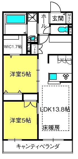 フロントスクエア越谷(2LDK/3階)の間取り写真