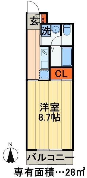都町小川マンション(1K/3階)の間取り写真