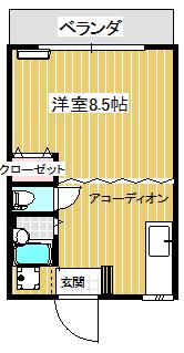 アカネハイツ(ワンルーム/1階)の間取り写真