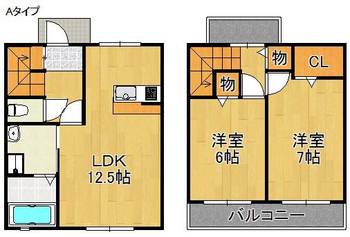 カーサローゼオ(2LDK/1階)の間取り写真