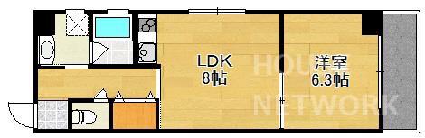 上御所エクセル三宅(1LDK/2階)の間取り写真