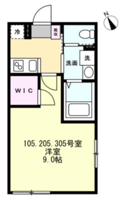 FELICE相模原(1K/3階)の間取り写真
