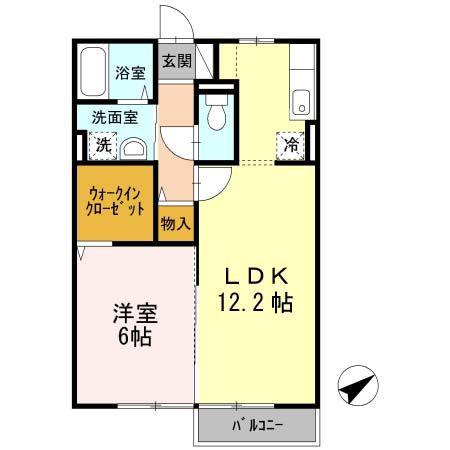 MELFEEL(1LDK/2階)の間取り写真