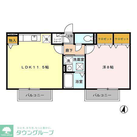 レセンテ中央(1LDK/1階)の間取り写真