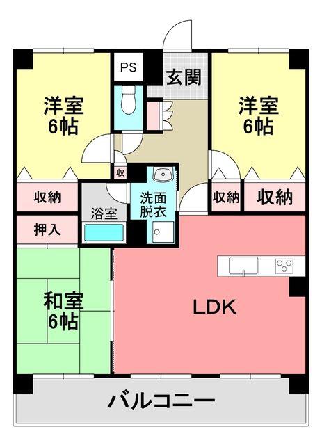 バルミー松永駅前903(3LDK/9階)の間取り写真