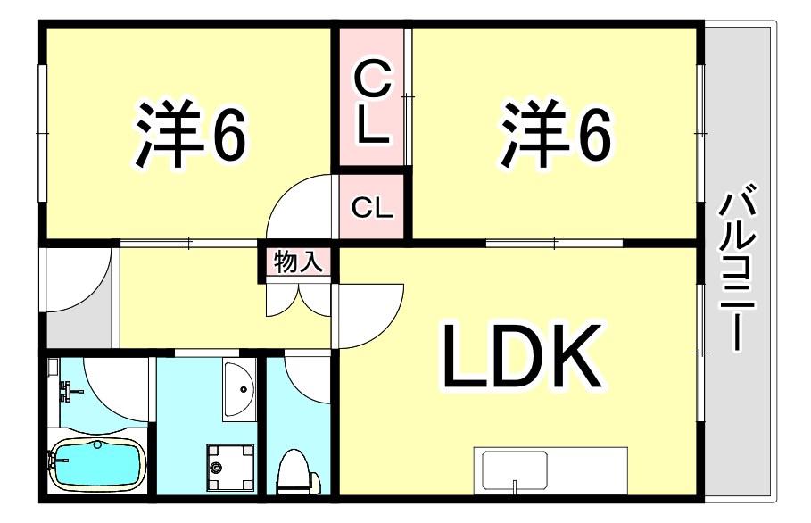 松ヶ丘ハイツ(2LDK/3階)の間取り写真