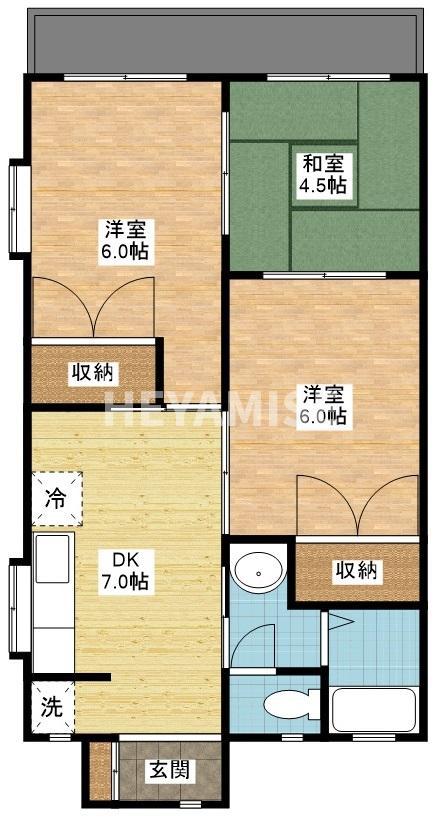 サンヒル城見(3DK/1階)の間取り写真