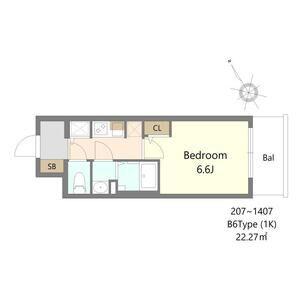 S-RESIDENCE堺湊駅前AZURE(1K/13階)の間取り写真