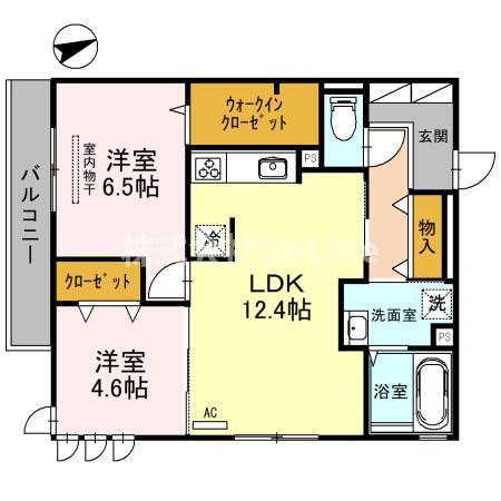 地下鉄谷町線 八尾南駅 徒歩16分 3階建 築4年(2LDK/2階)の間取り写真