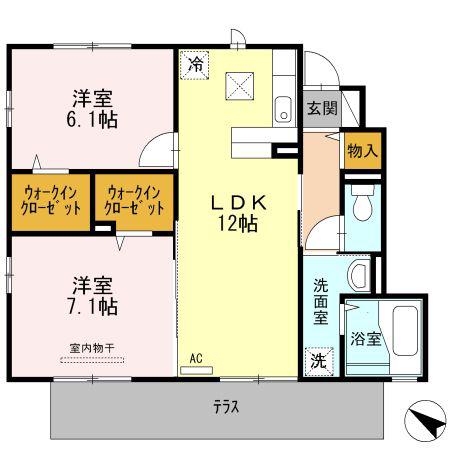 ラークB(2LDK/1階)の間取り写真