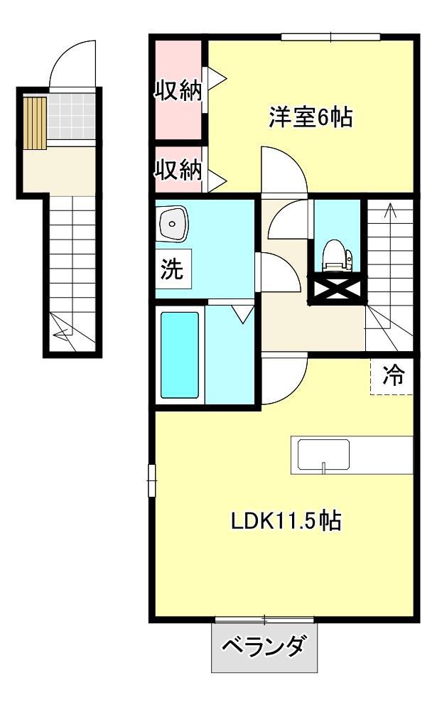 マリアージュ(1LDK/2階)の間取り写真
