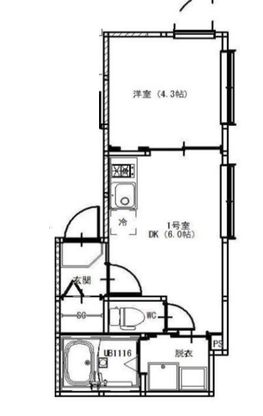前野町四丁目2(1DK/1階)の間取り写真