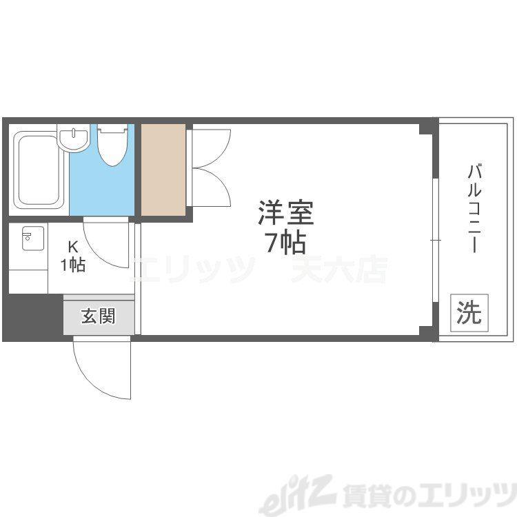 パインハイツ新大阪(1K/1階)の間取り写真