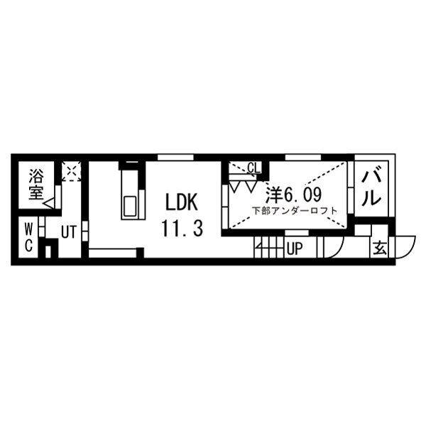 リヴェール元中野II(1SLDK/1階)の間取り写真