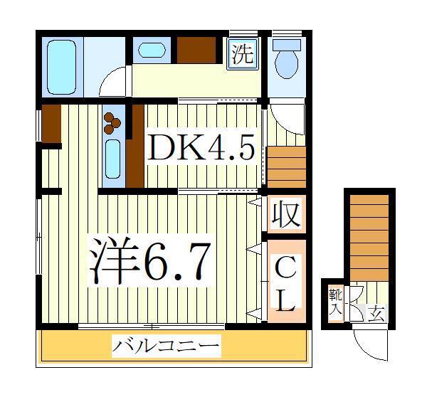 ドミール西初石B棟(1DK/2階)の間取り写真