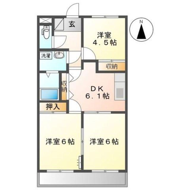 ベルード(3DK/2階)の間取り写真