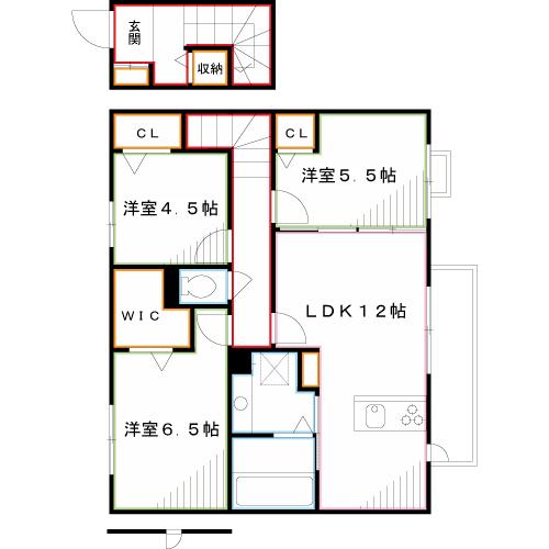 パティオ ベルデA棟(3LDK/2階)の間取り写真