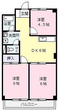 シティハイツ野一色(3DK/3階)の間取り写真