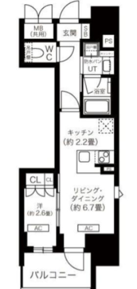 K-COURT谷町四丁目(1LDK/14階)の間取り写真