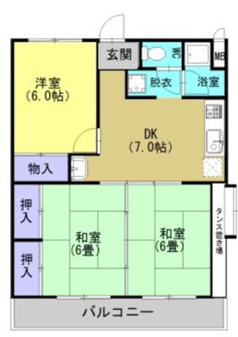 ハイデンス吉野(3DK/3階)の間取り写真