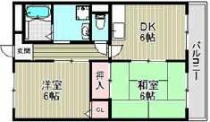 エトワールヴィル-R八尾末広町(2DK/1階)の間取り写真